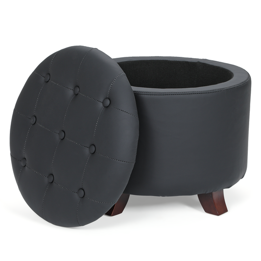 High Elastic Sponge Storage Ottoman 220 lbs Capacity - (L)20.0in. (W)20.0in. (H)17.0in. - PU