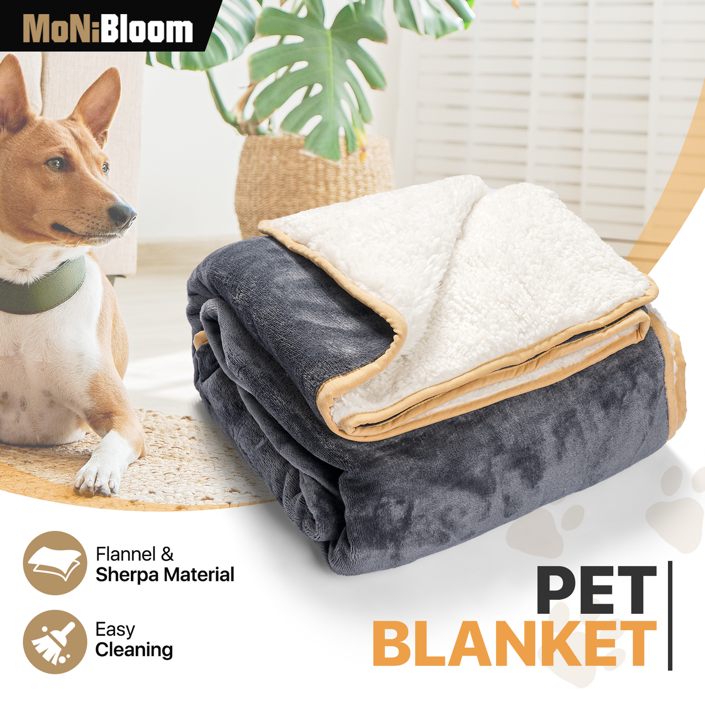 Pet Blanket - 62'' * 51.5'' - Dark Gray and Beige