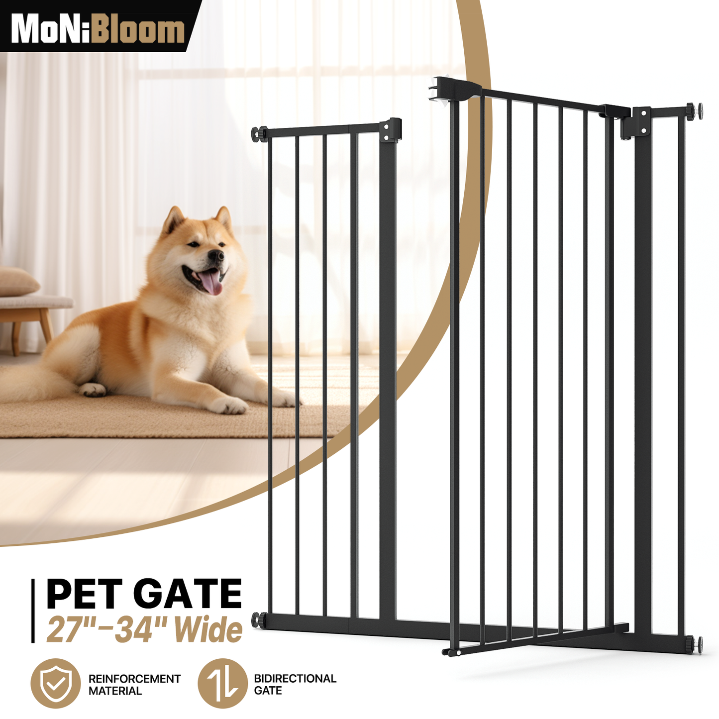 41'' Height Pet Gate - Pressure Mount - 27''-34'' Wide