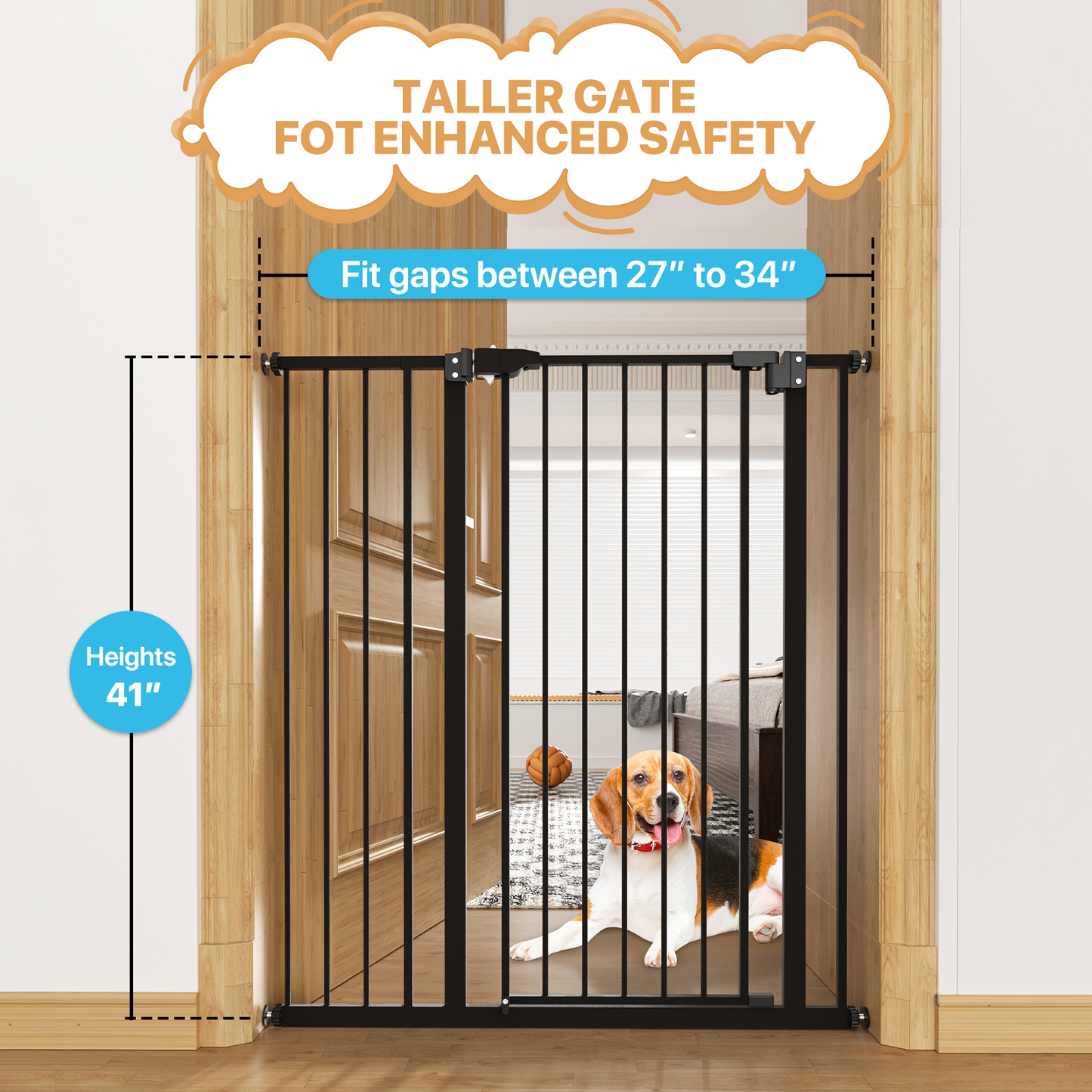 41'' Height Pet Gate - Pressure Mount - 27''-34'' Wide