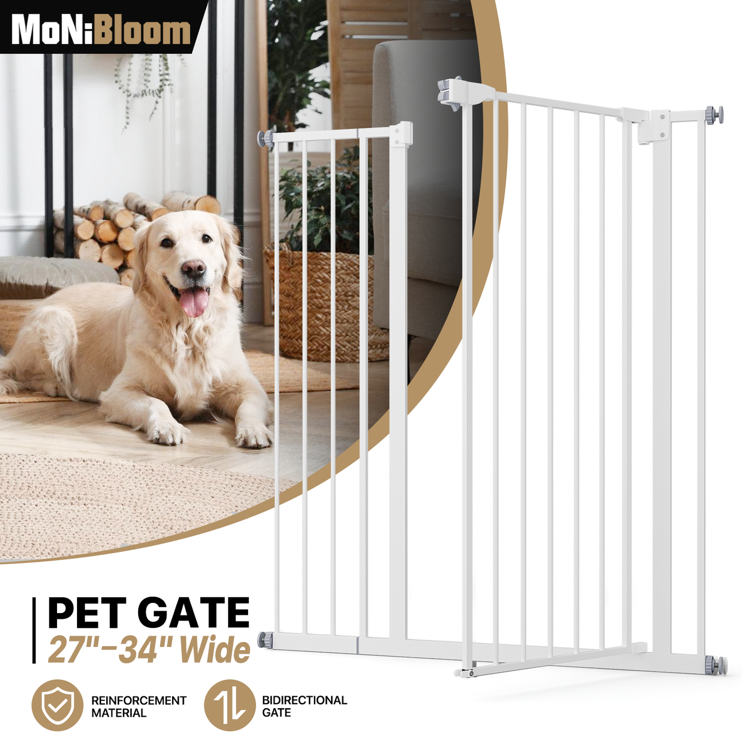 41'' Height Pet Gate - Pressure Mount - 27''-34'' Wide