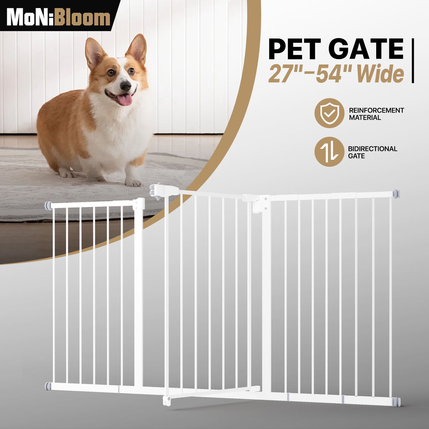 30'' Height Pet Gate - Pressure Mount - 47''-54'' Wide