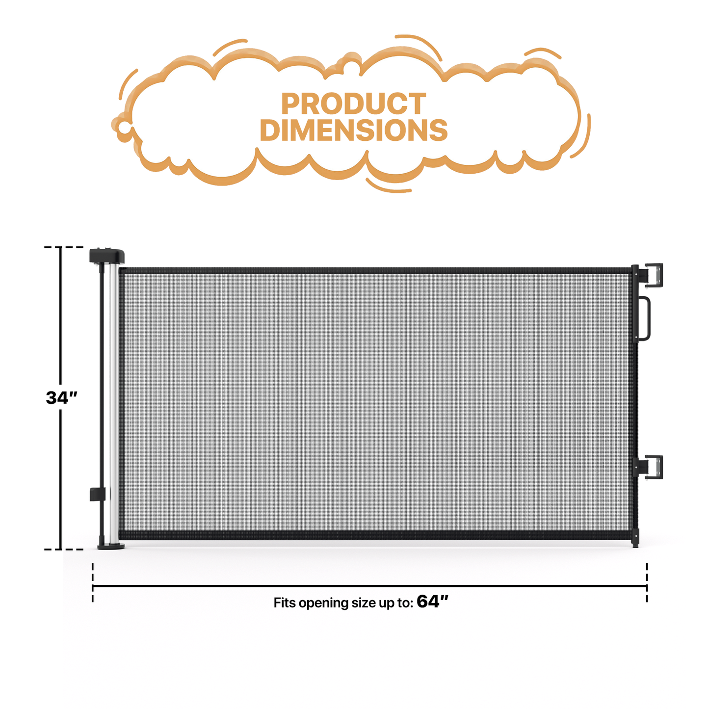 34'' Height Pet Gate - Retractable - up to 64'' Wide