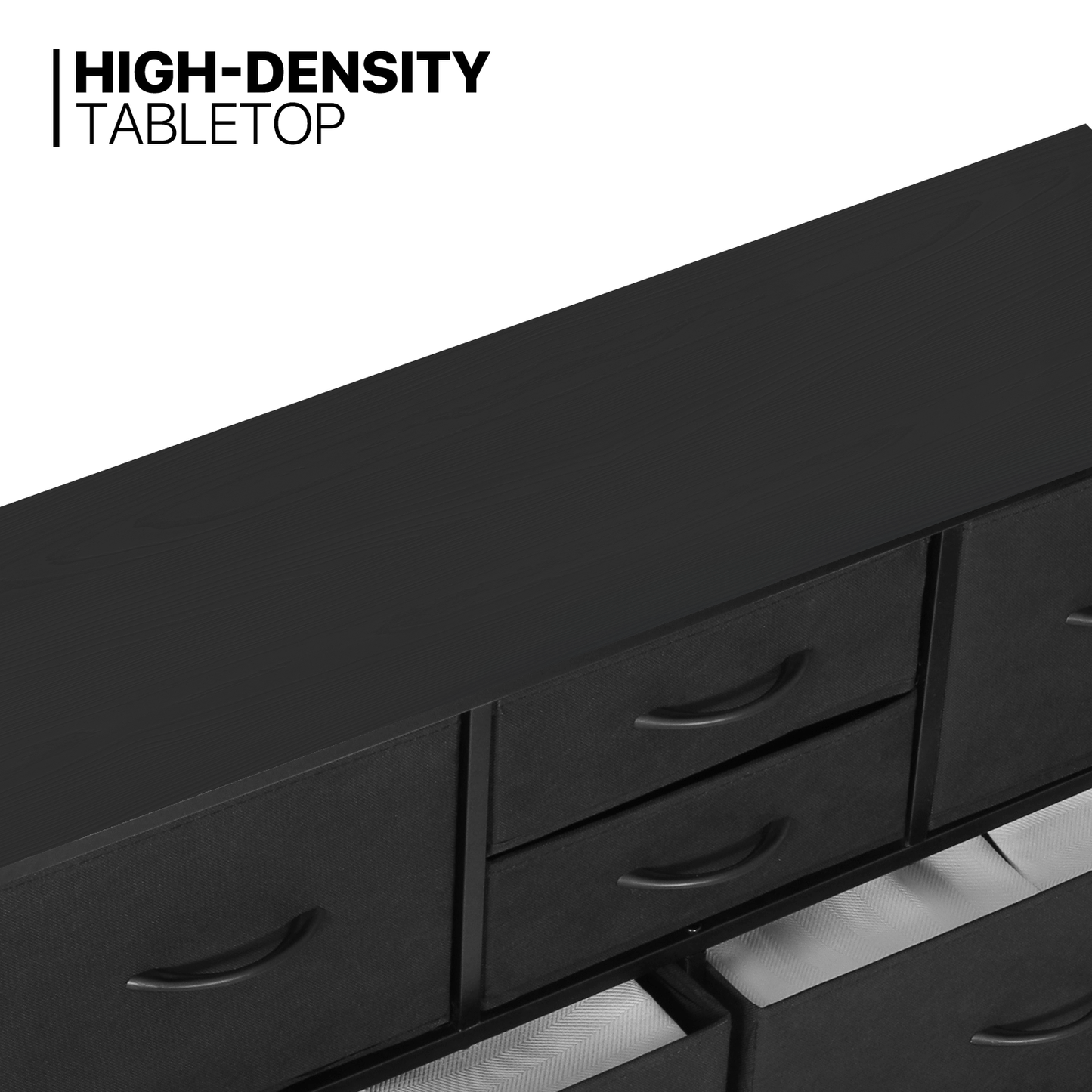 40" Height Dresser - 10 Fabric Drawer- Metal Frame - MDF Top