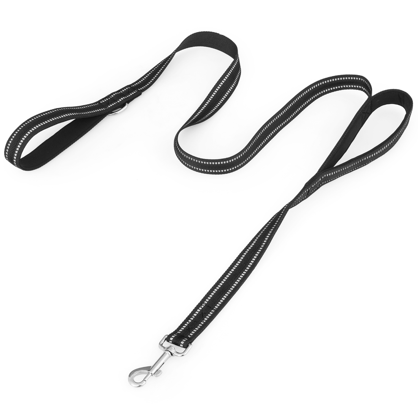 5 ft Reflective Strips Dog Leash - w/ 2 Handles