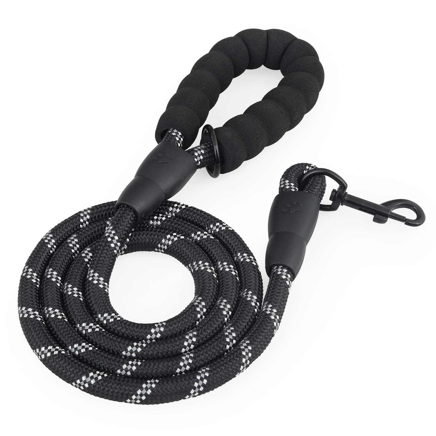 5 ft Reflective Strips Dog Leash - w/ Foam Handles