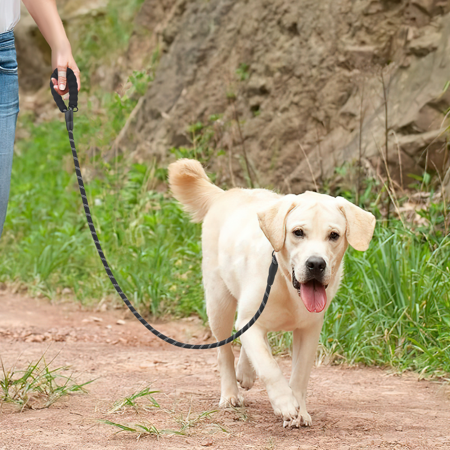 5 ft Reflective Strips Dog Leash - w/ Foam Handles