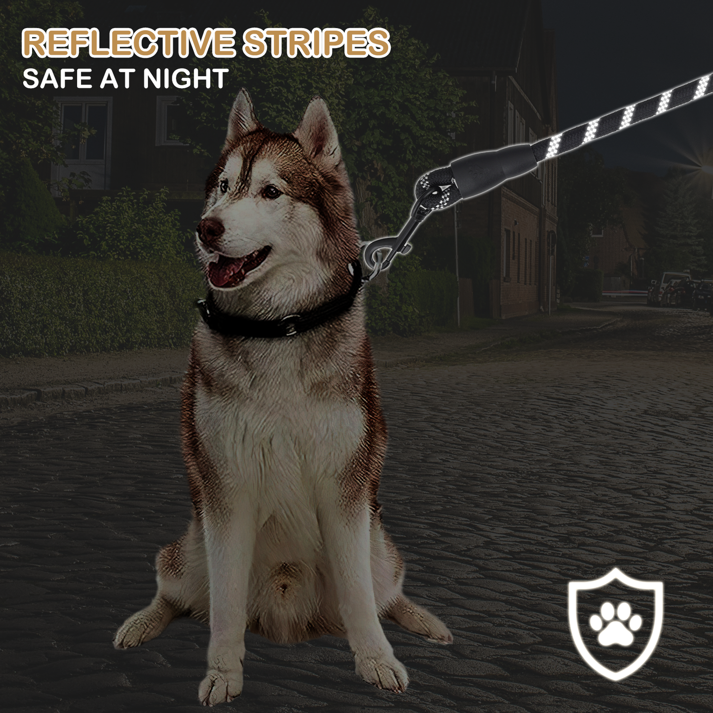 5 ft Reflective Strips Dog Leash - w/ Foam Handles