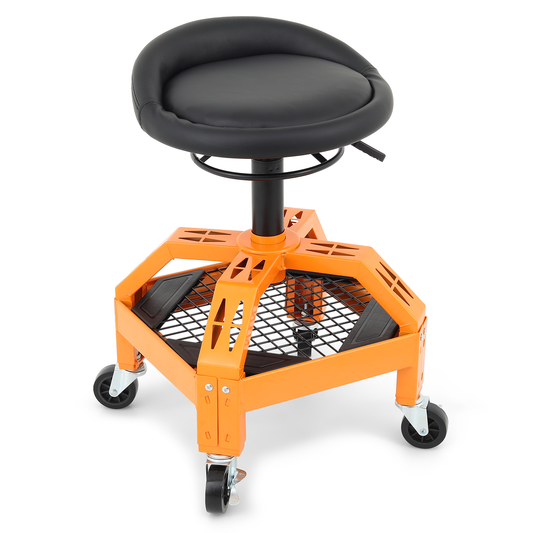 Roller Seat 300 lbs Capacity - Round - (L)15.5in. (W)16.0in. (H)4.5in. -Adjustable Height 25.5in. - 30.5in. - Built-in Tool Organizer Tray