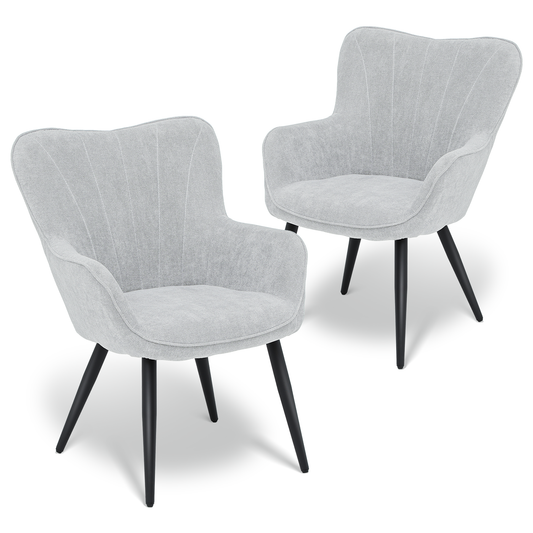 2 pcs Accent Chair 300 lbs Capacity - Shell Shape - Cotton-linen - (L)26.5in. (W)25.0in. (H)35.0in. - Lava Gray