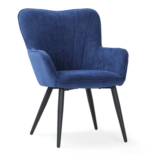 Accent Chair 300 lbs Capacity - Shell Shape - Cotton-linen - (L)26.5in. (W)25.0in. (H)35.0in. - Navy Blue