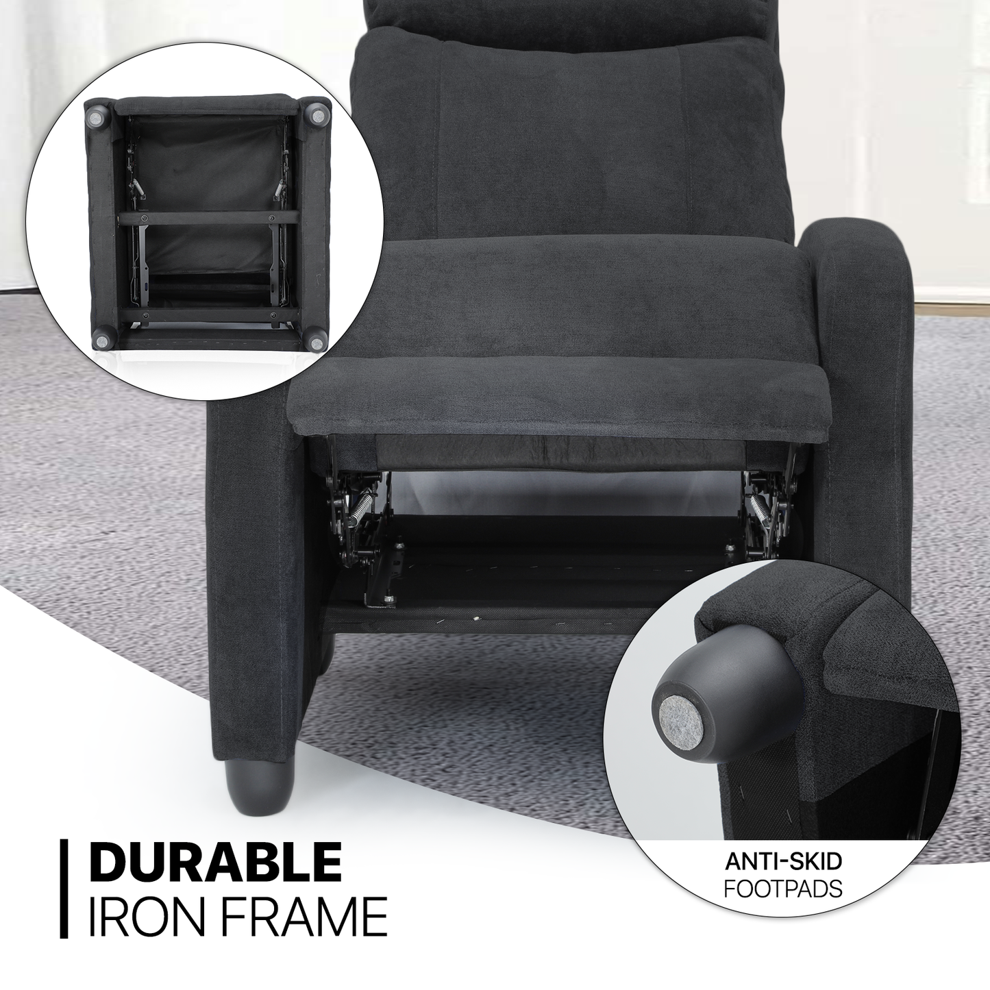 Adjustable Recliner Chair 300 lbs Capacity - 90¡ã-160¡ã - Cotton-linen - (L)28.0in. (W)25.0in. (H)40in.