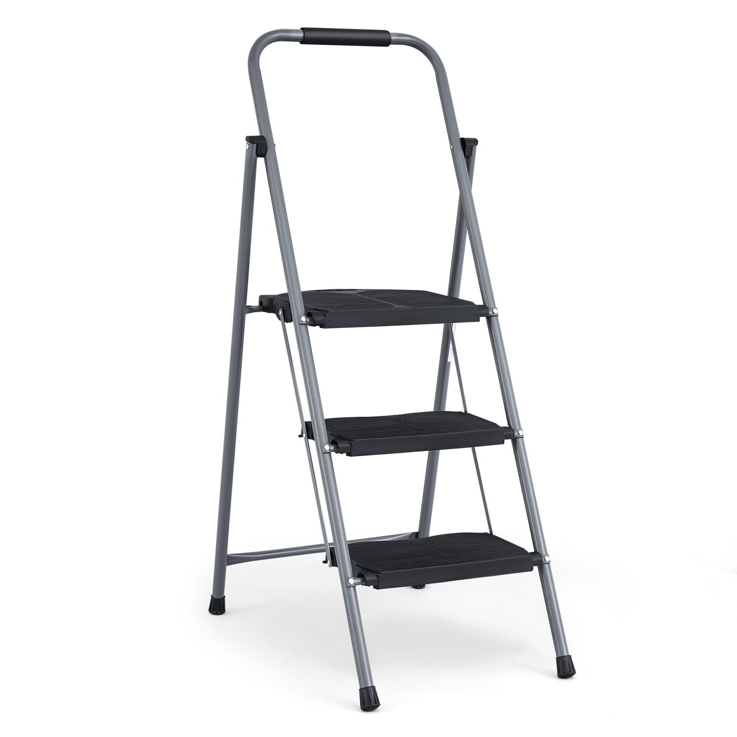 Step Ladder-3 Step-49"Height - Black,with Anti Slip Pedal  - Iron+PP