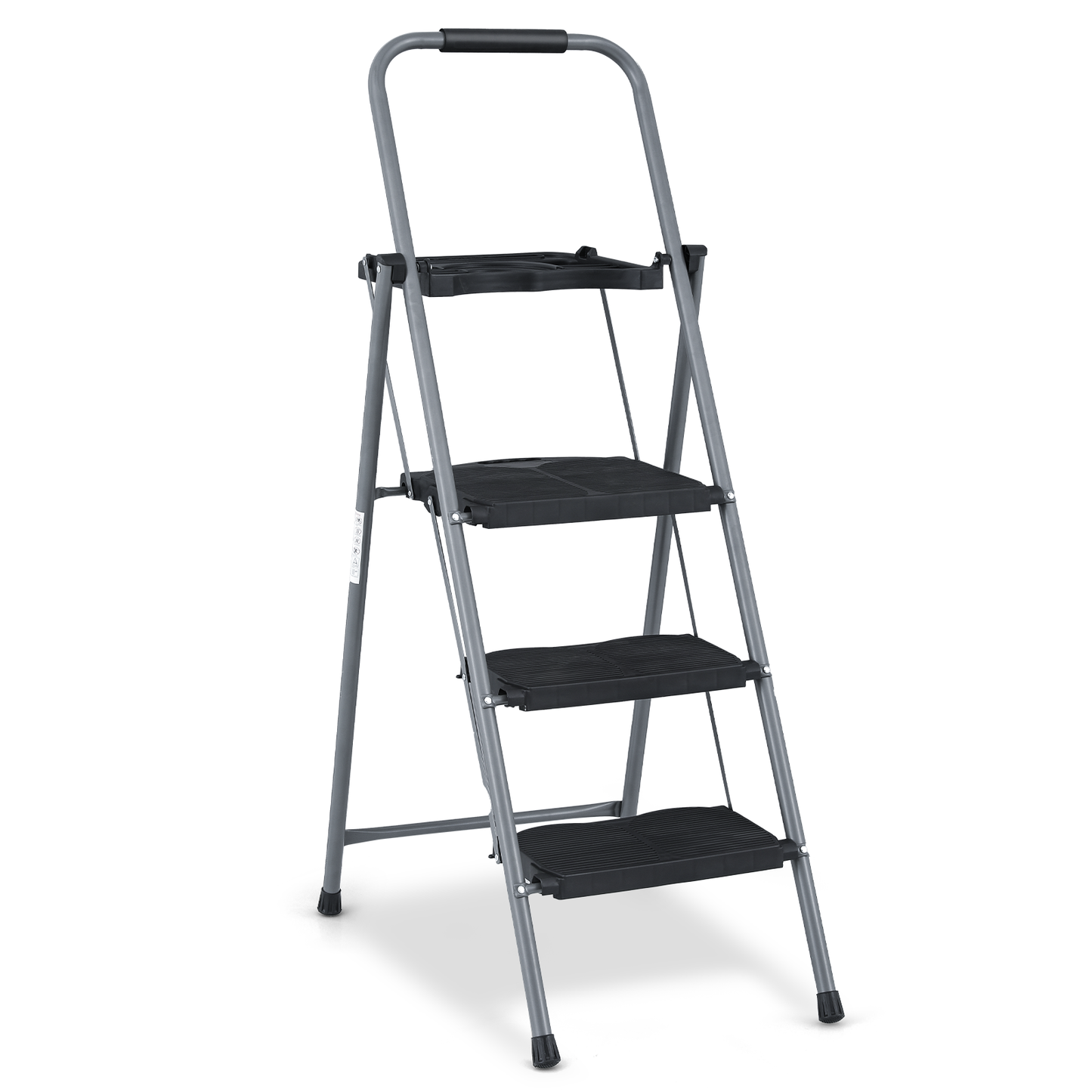 Step Ladder-3 Step-52"Height - Black,with Anti Slip Pedal+Tool Tray  - Iron+PP