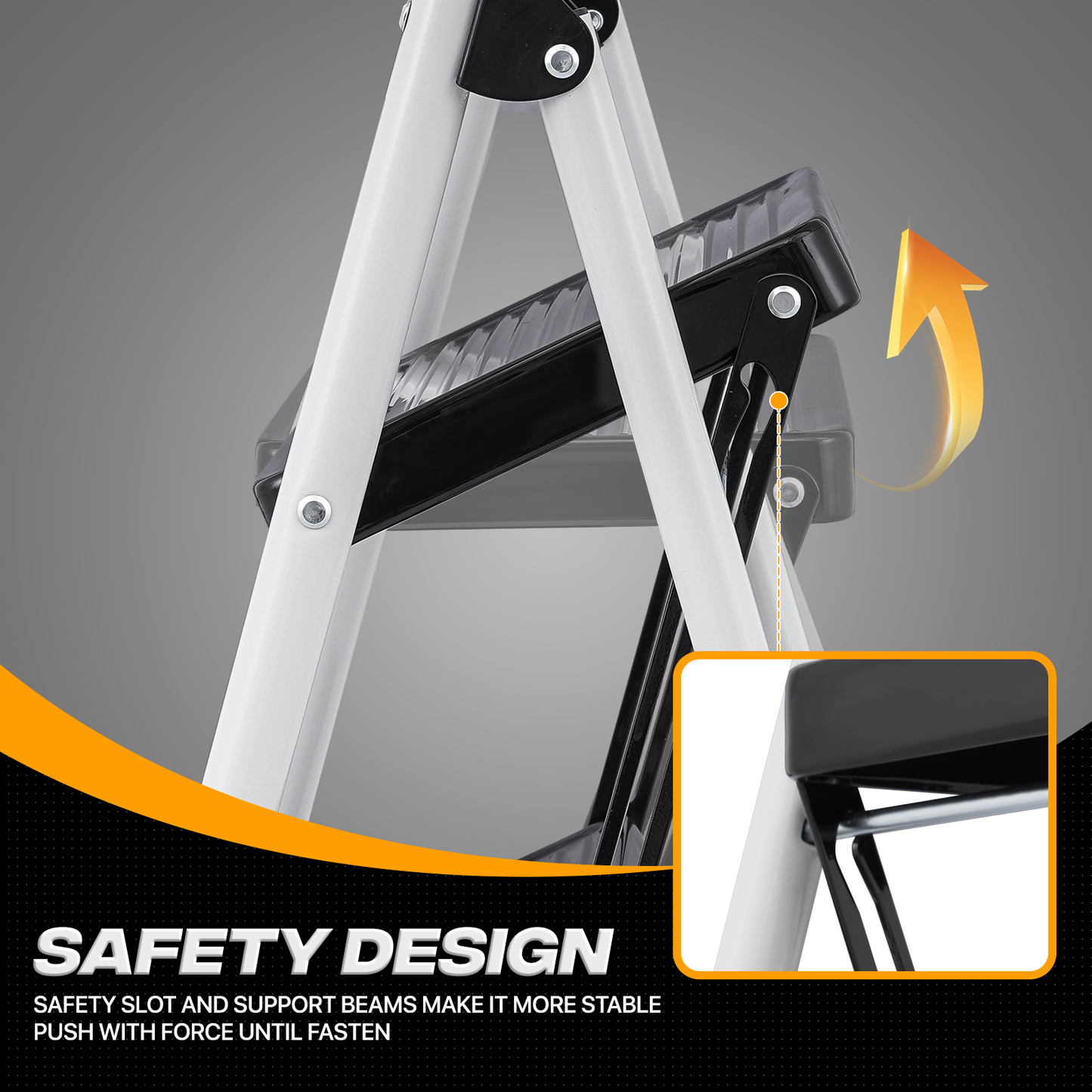 Step Ladder-2 Step-31"Height - White - Iron+PP