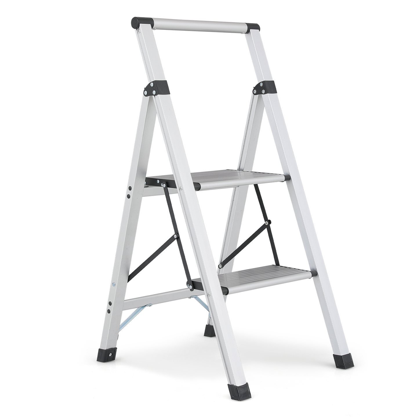 Step Ladder-2 Step-34"Height - Silver - Aluminum+PP