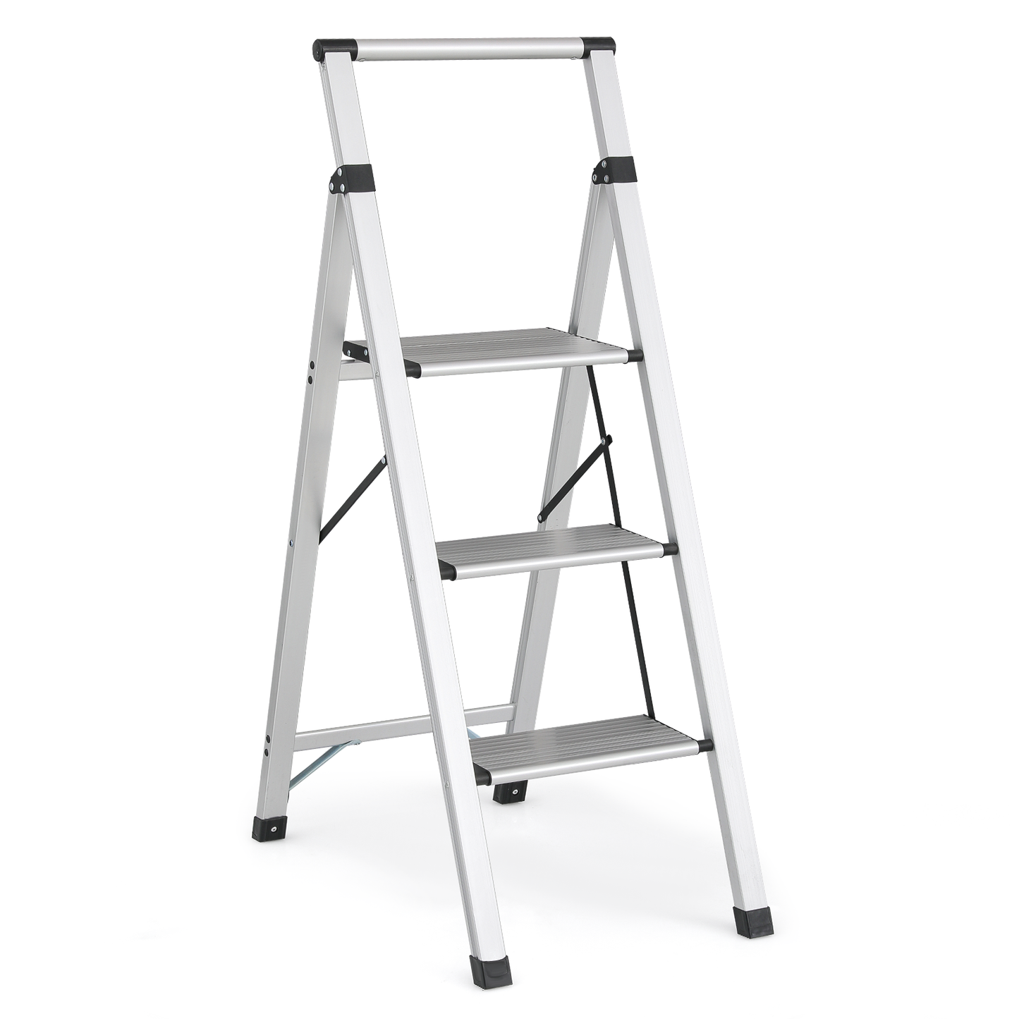 Step Ladder-3 Step-43"Height - Silver - Aluminum+PP