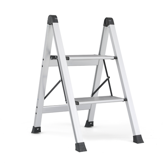 Step Ladder-2 Step-27"height - Silver - Aluminum+PP