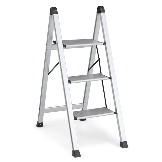 Step Ladder-3 Step-37"height - Silver - Aluminum+PP