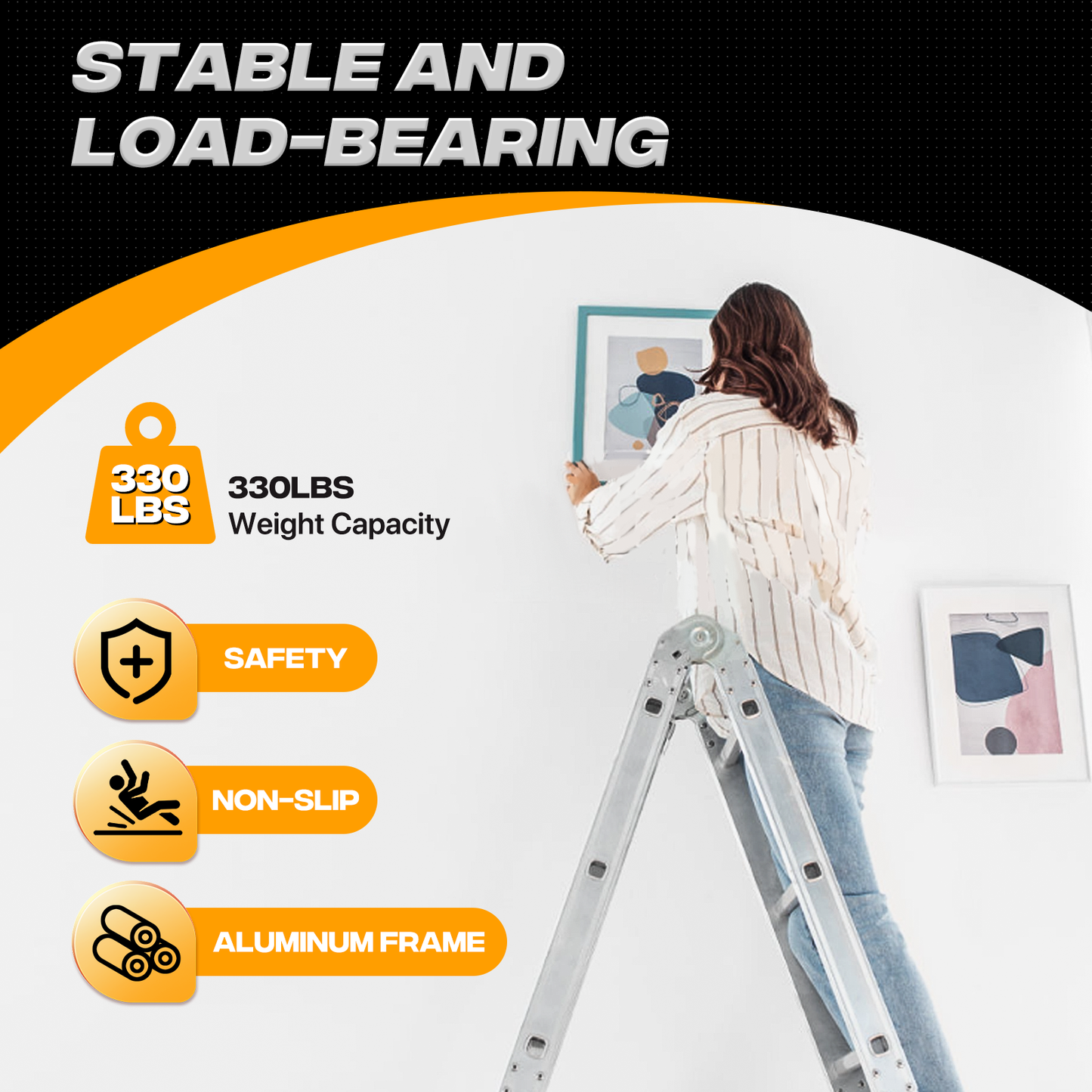 Multi Position Folding Ladder-240“Total Length Aluminum Extension Ladder