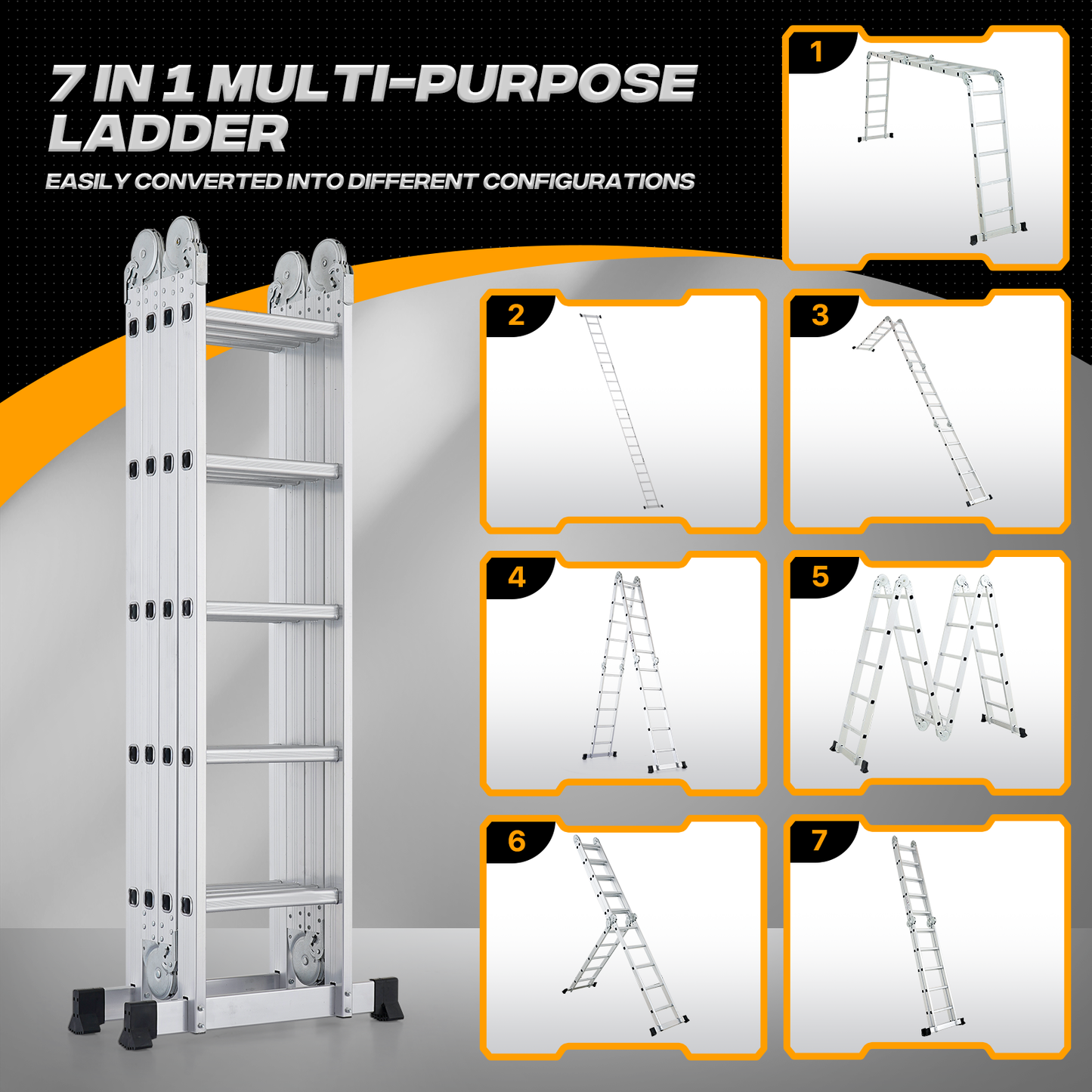 Multi Position Folding Ladder-240“Total Length Aluminum Extension Ladder