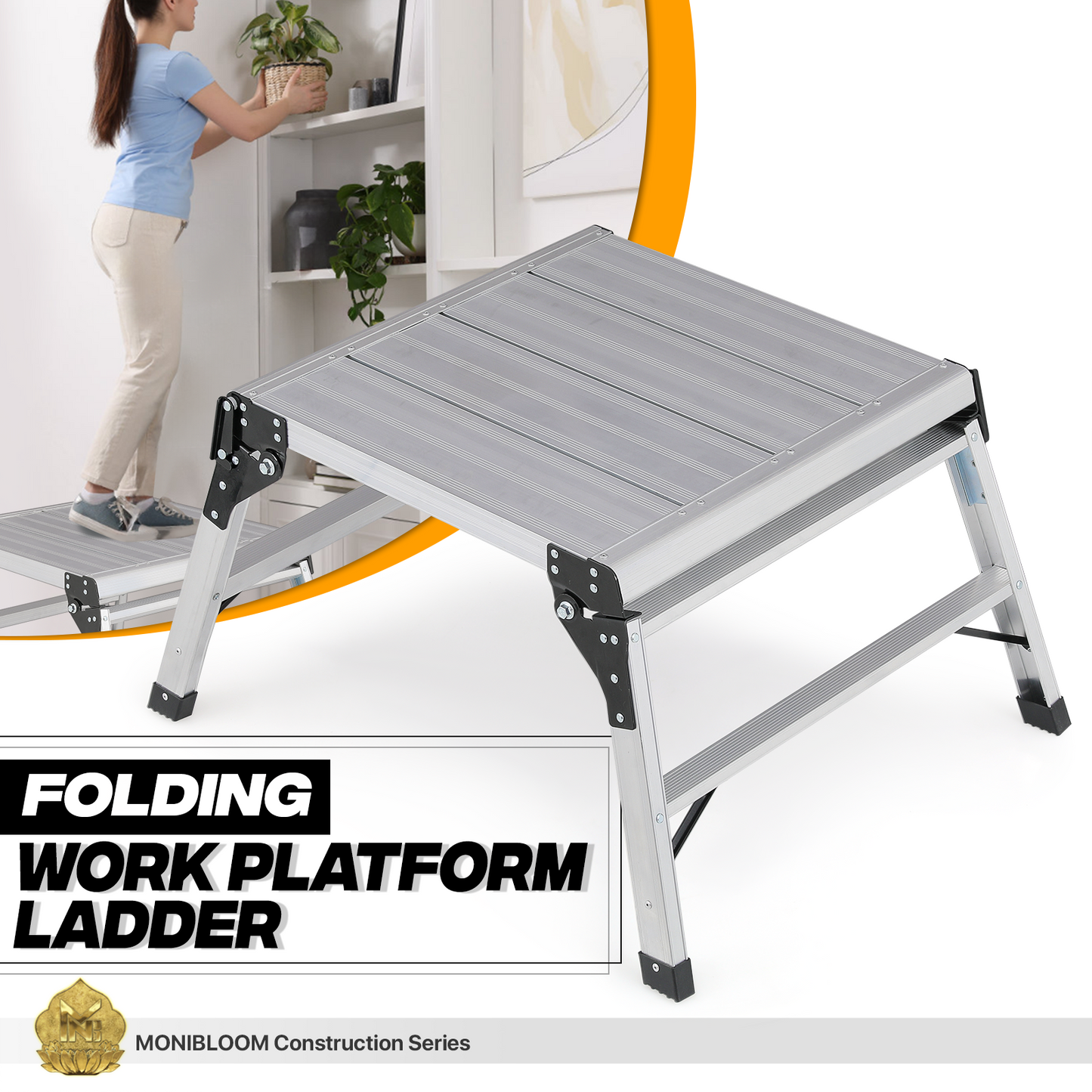 Step Ladder Heavy Duty Foldable Platform -37"Lenght  - Aluminum+PP