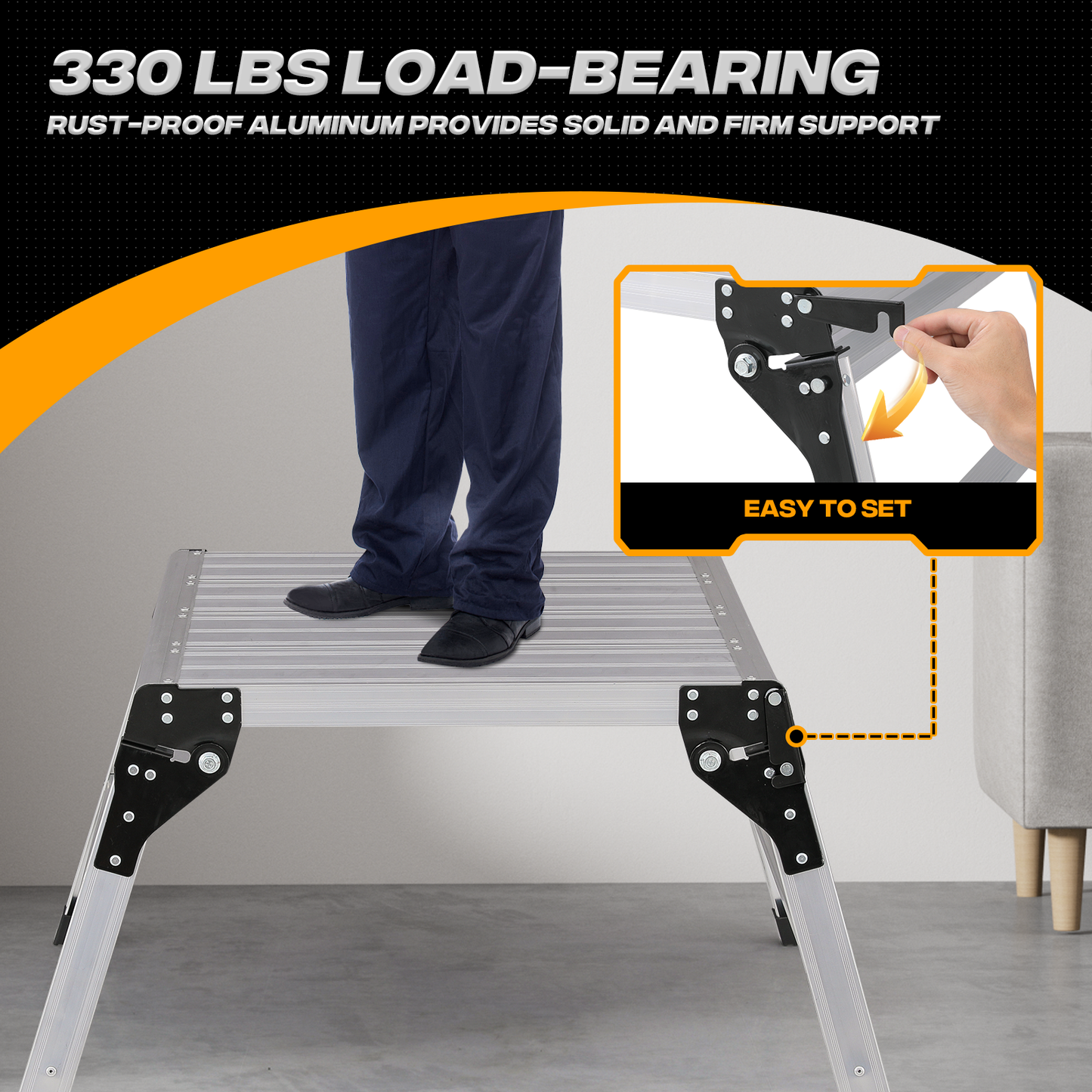 Step Ladder Heavy Duty Foldable Platform -37"Lenght  - Aluminum+PP