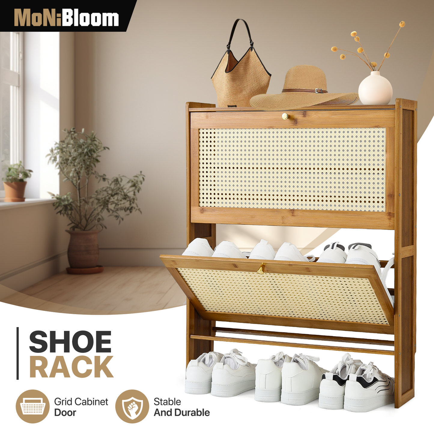 Thin Shoe Storage 30 lbs Capacity - 4 Tiers - (L)27.0in. (W)7.0in. (H)34.0in.