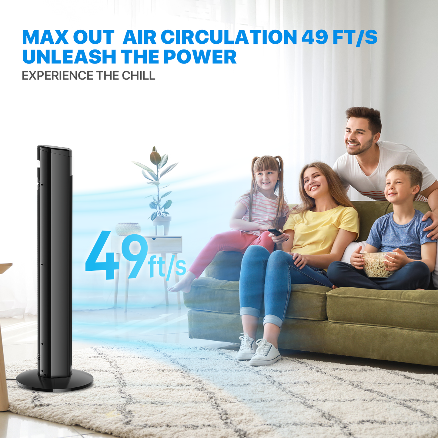 38" Tower Fan - 8 Speeds 4 Modes - Room Temperature Display
