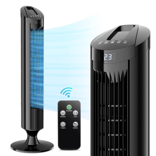 34" Tower Fan - 3 Speeds 3 Modes - Room Temperature Display