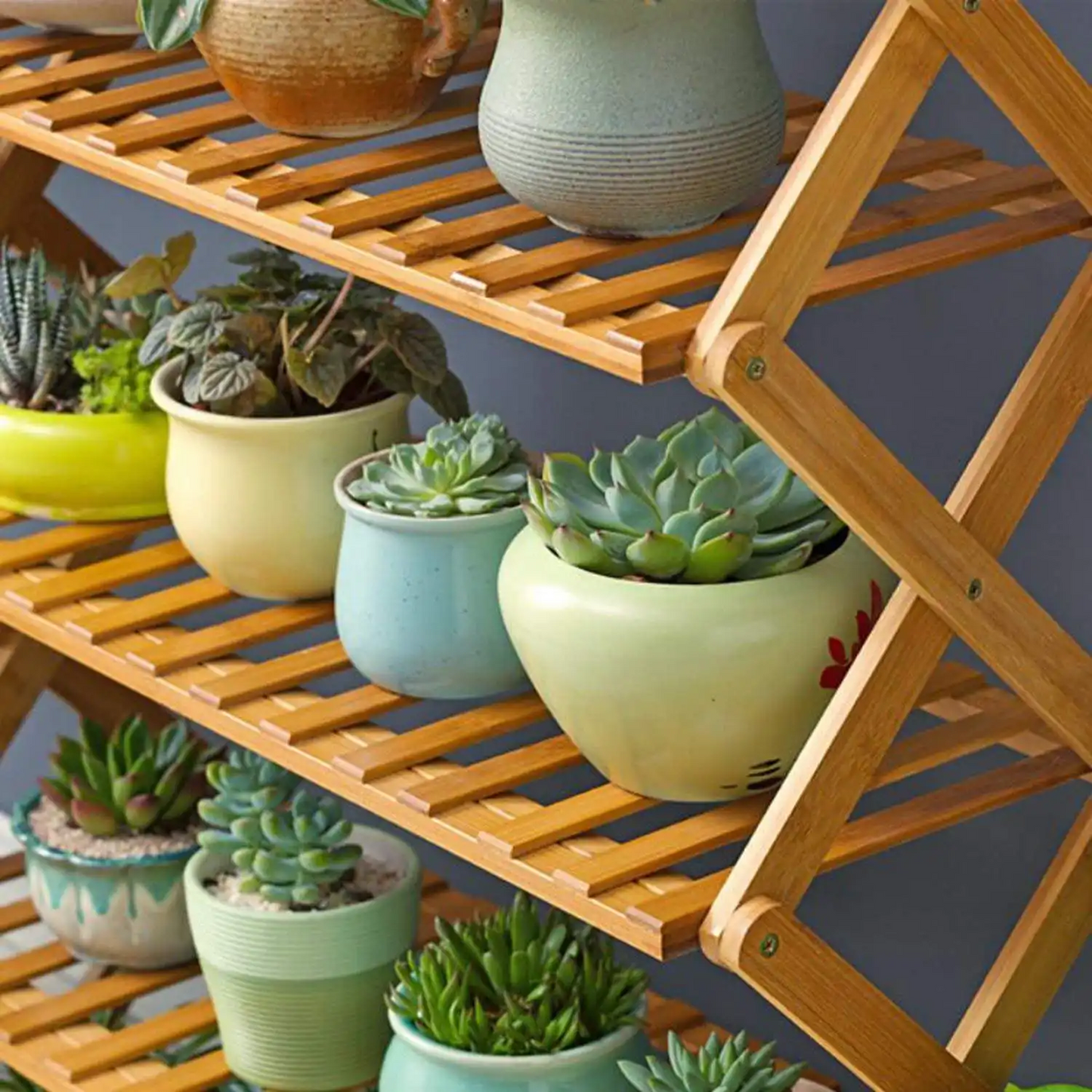 5 Tier Bamboo  Foldable Plant Stand