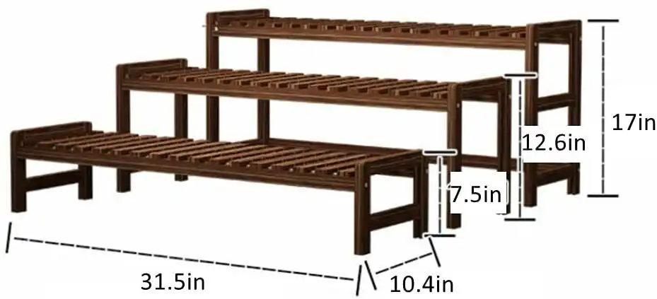 Set of 3 Pine Wood Plant Stand