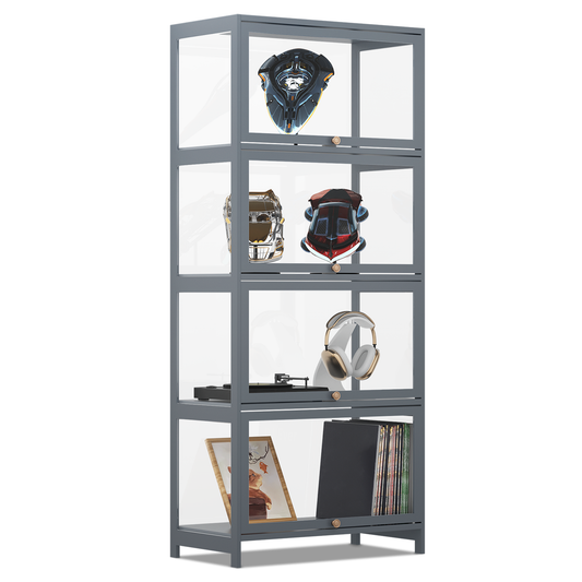 23" Filp Up Acrylic Door Showcase - 55''Height - 4 Tiers - Grey