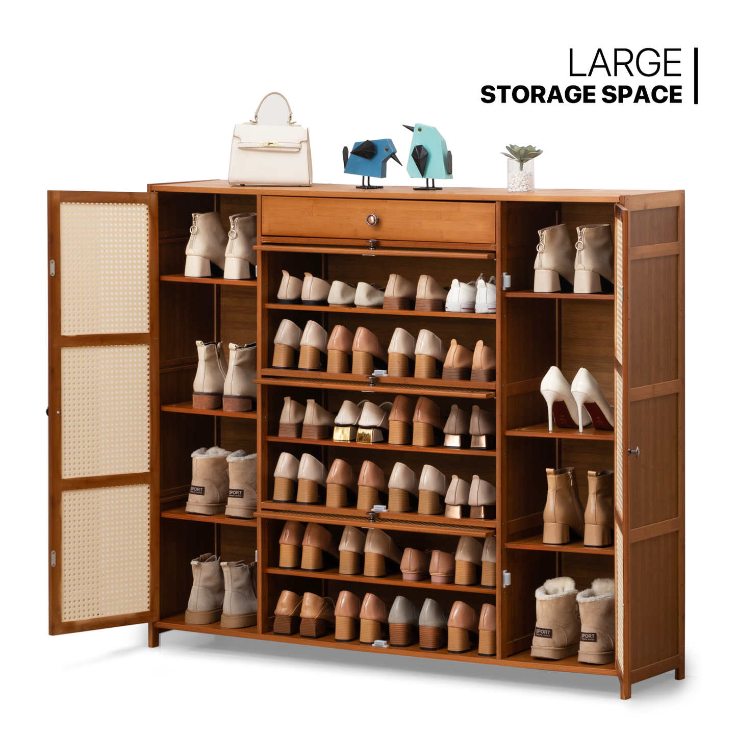 53" Shoe Storage - 8 Tiers 5 door - Brown