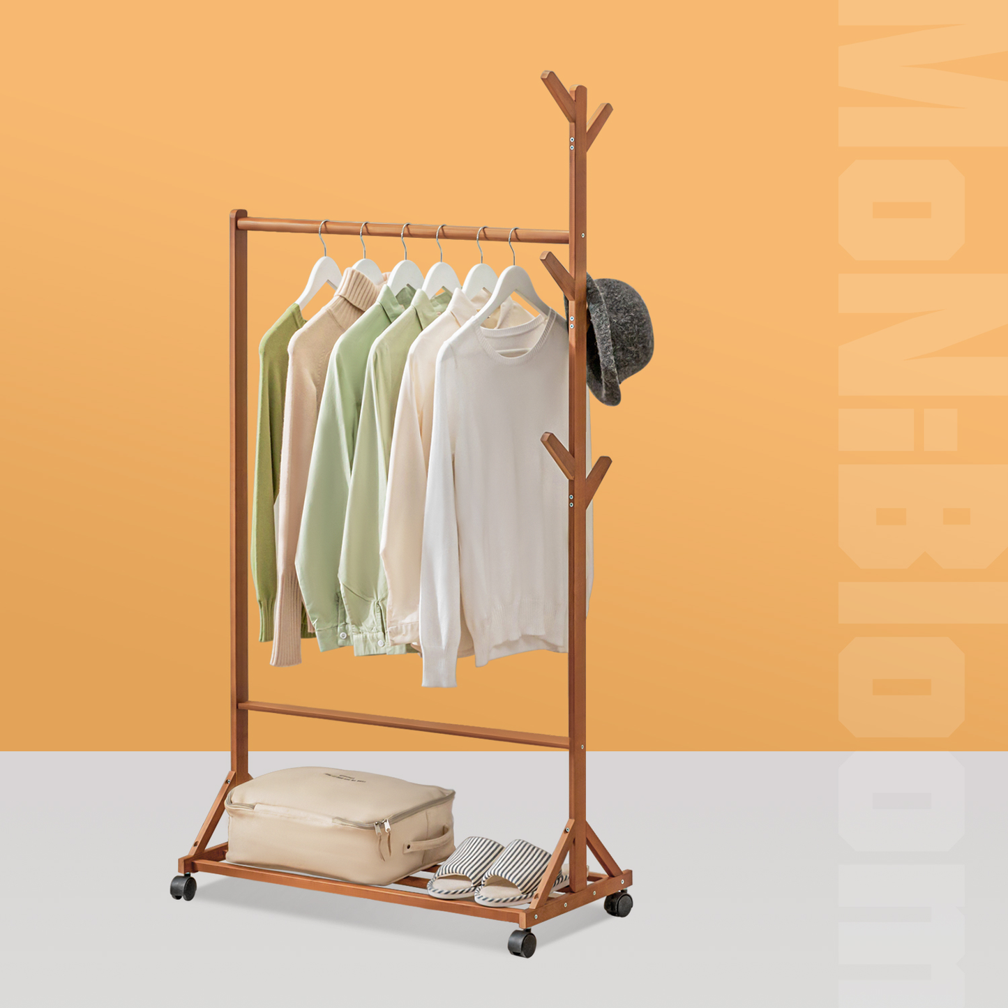 Sliding Garment Clothes Rack - Unequal Top - Brown