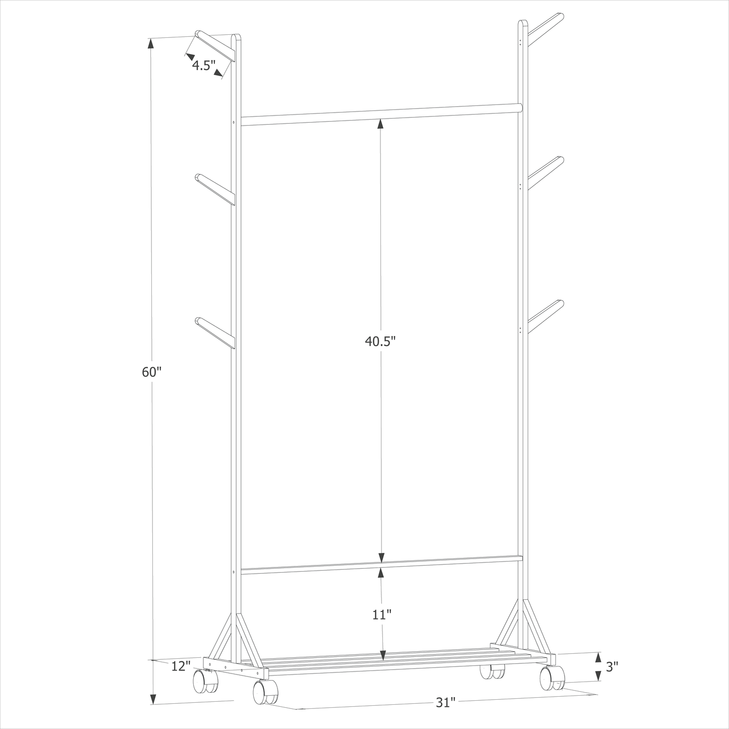 Sliding Garment Clothes Rack - Equal Top - Natural