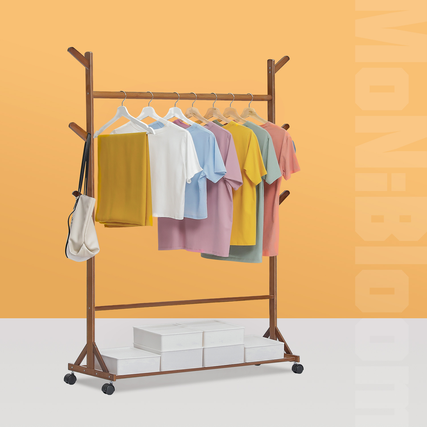Sliding Garment Clothes Rack - Equal Top - Brown