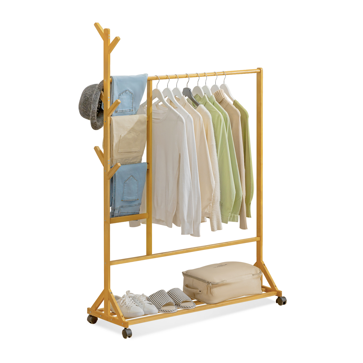 Sliding Garment Clothes Rack - with Pants Rack - Unequal Top