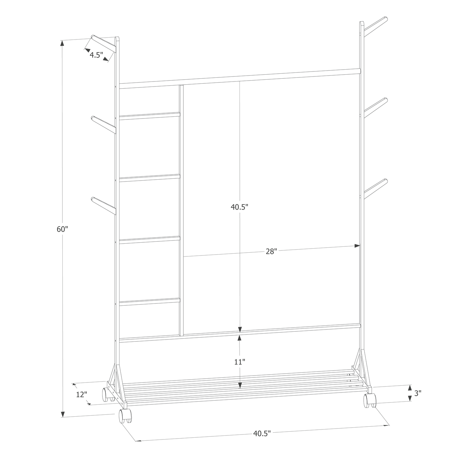 Sliding Garment Clothes Rack - with Pants Rack - Equal Top