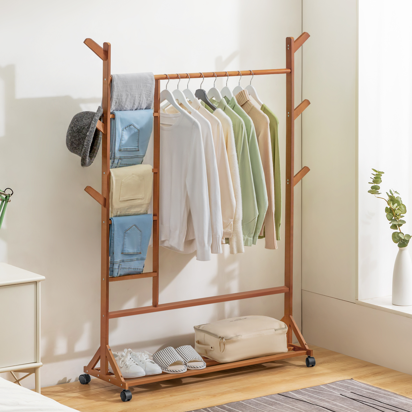 Sliding Garment Clothes Rack - with Pants Rack - Equal Top