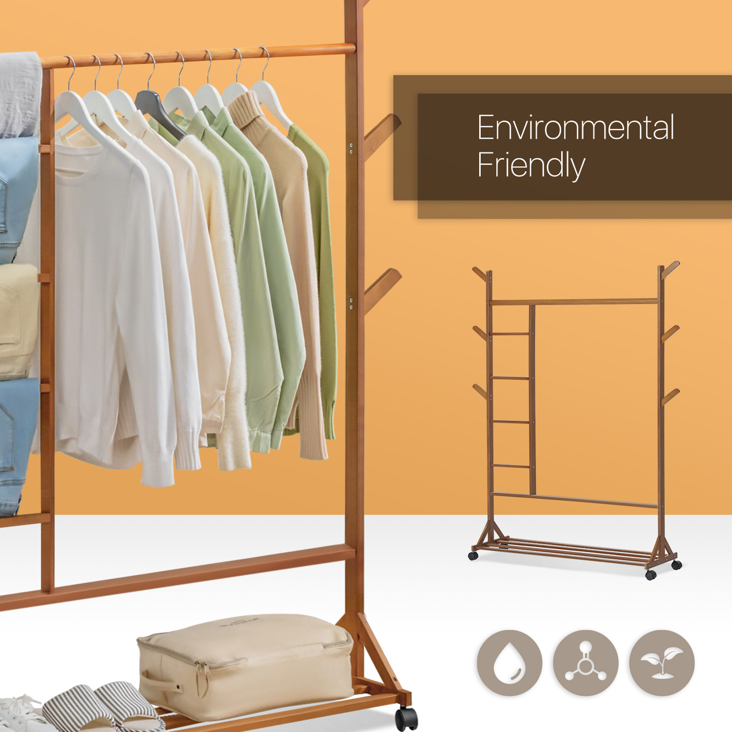 Sliding Garment Clothes Rack - with Pants Rack - Equal Top