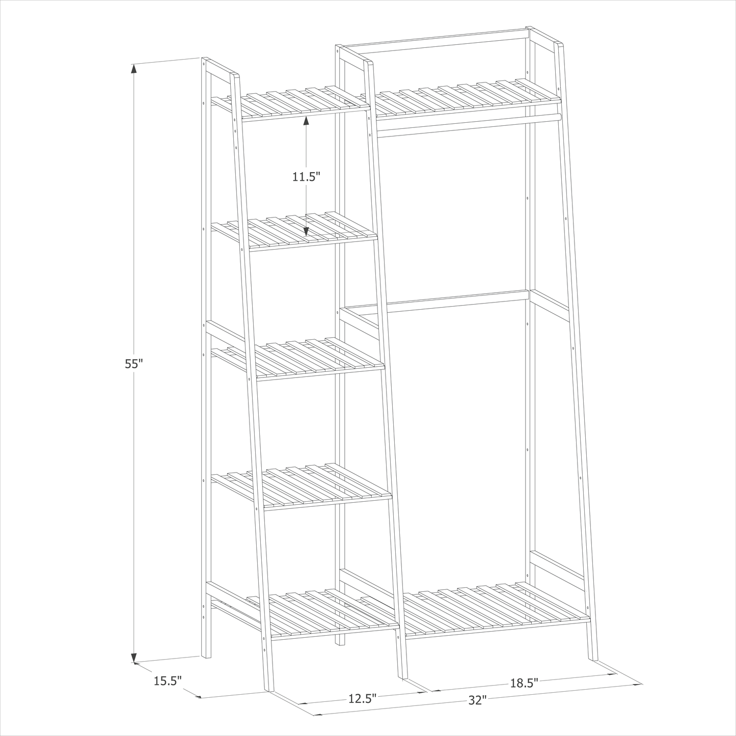 Trapezoid Garment Cabinet Clothes Organizer - Single Rack - Natural