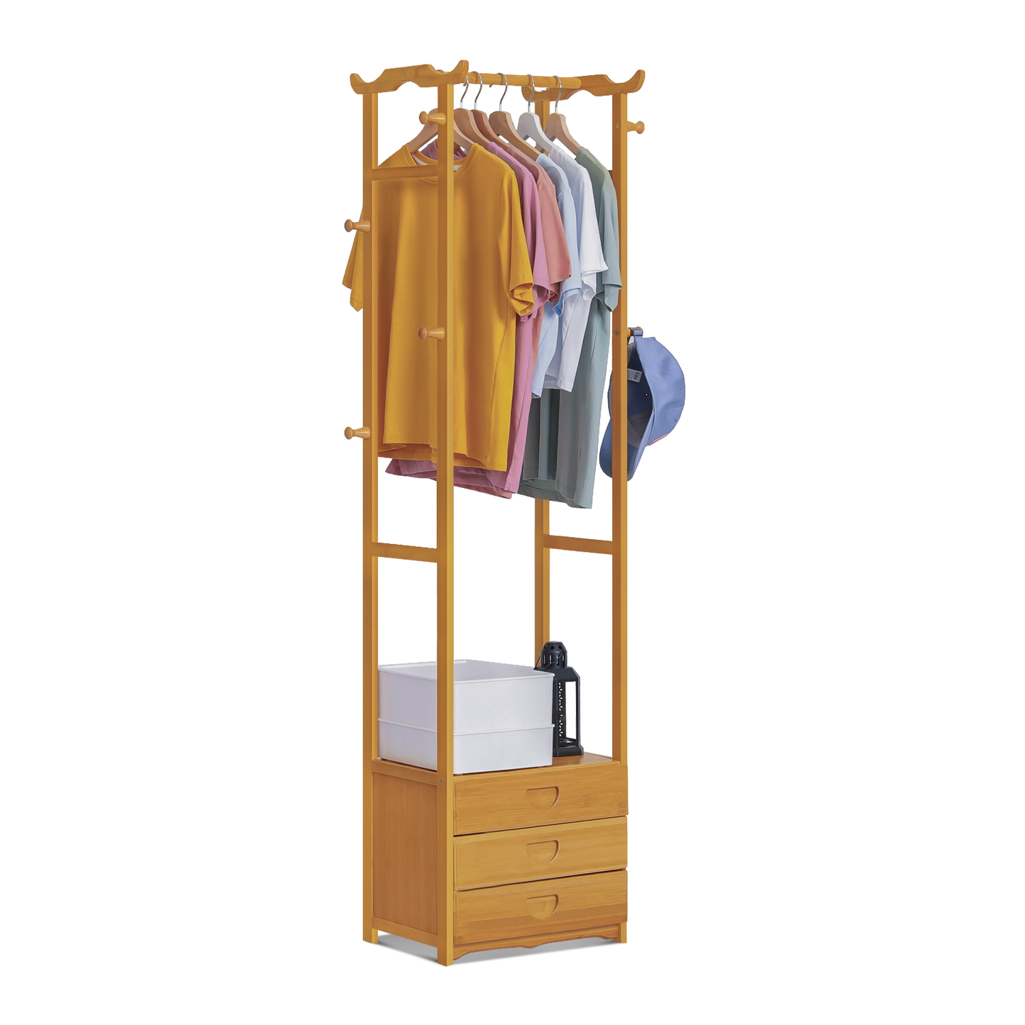 Triple Drawer Garment Hanging Stand Rack - Natural