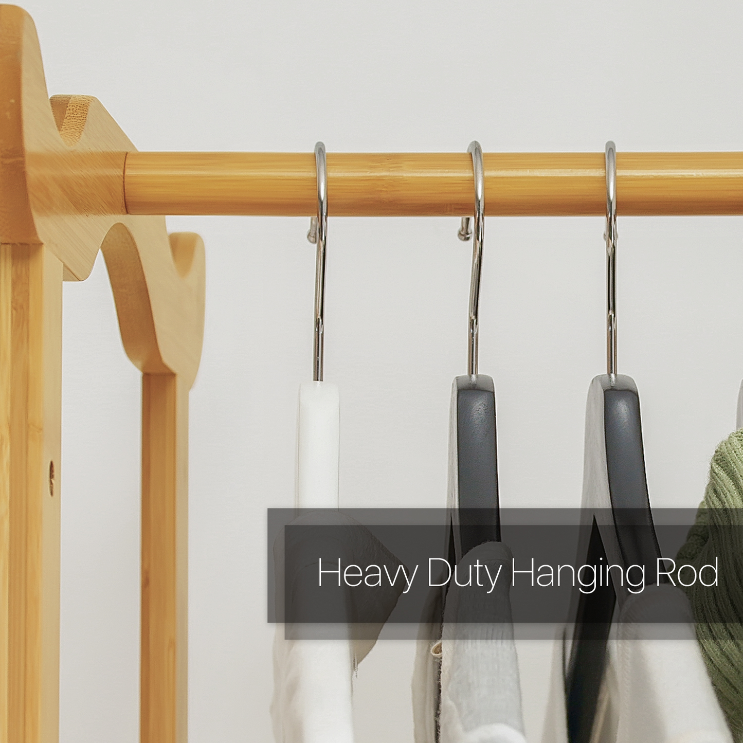 Double Drawer Garment Hanging Stand - with Pants Rack - Natural