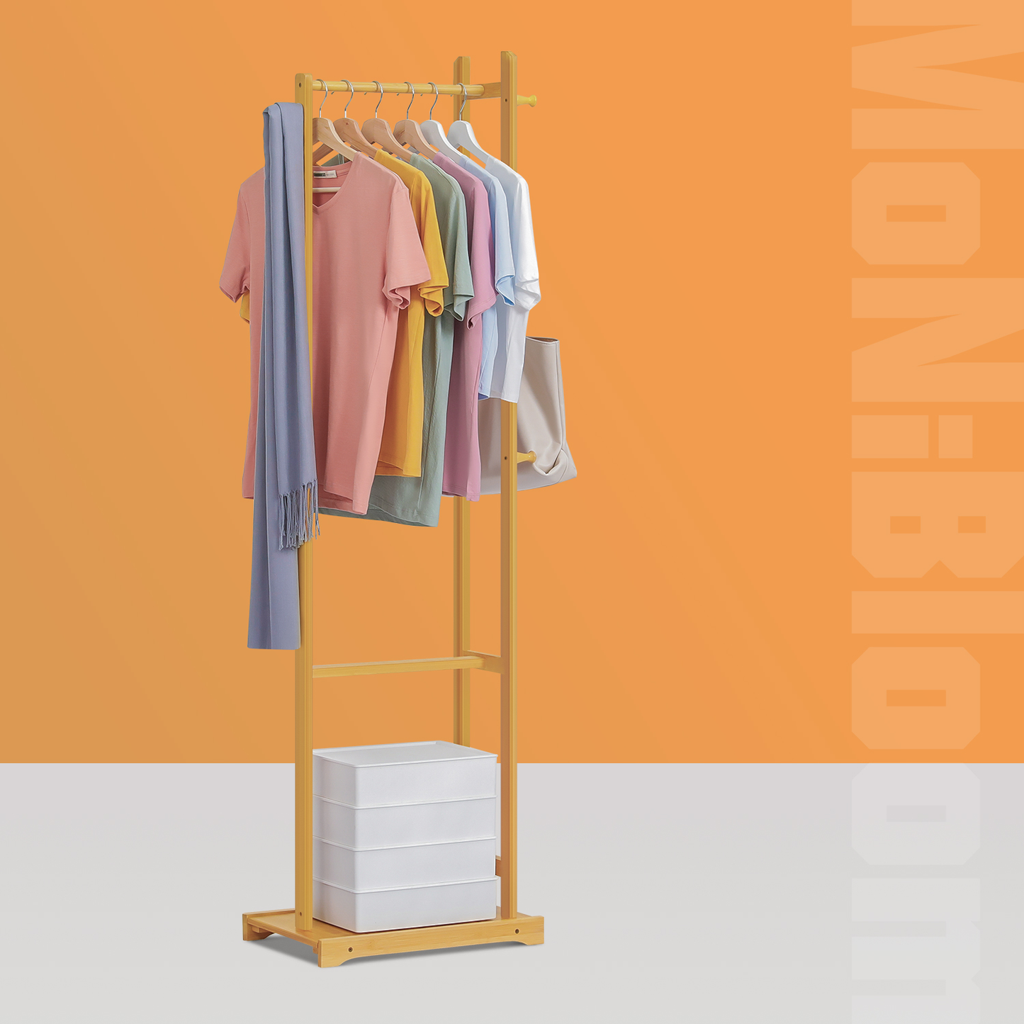 Garment Hanging Stand Rack - Single Shelf - Natural