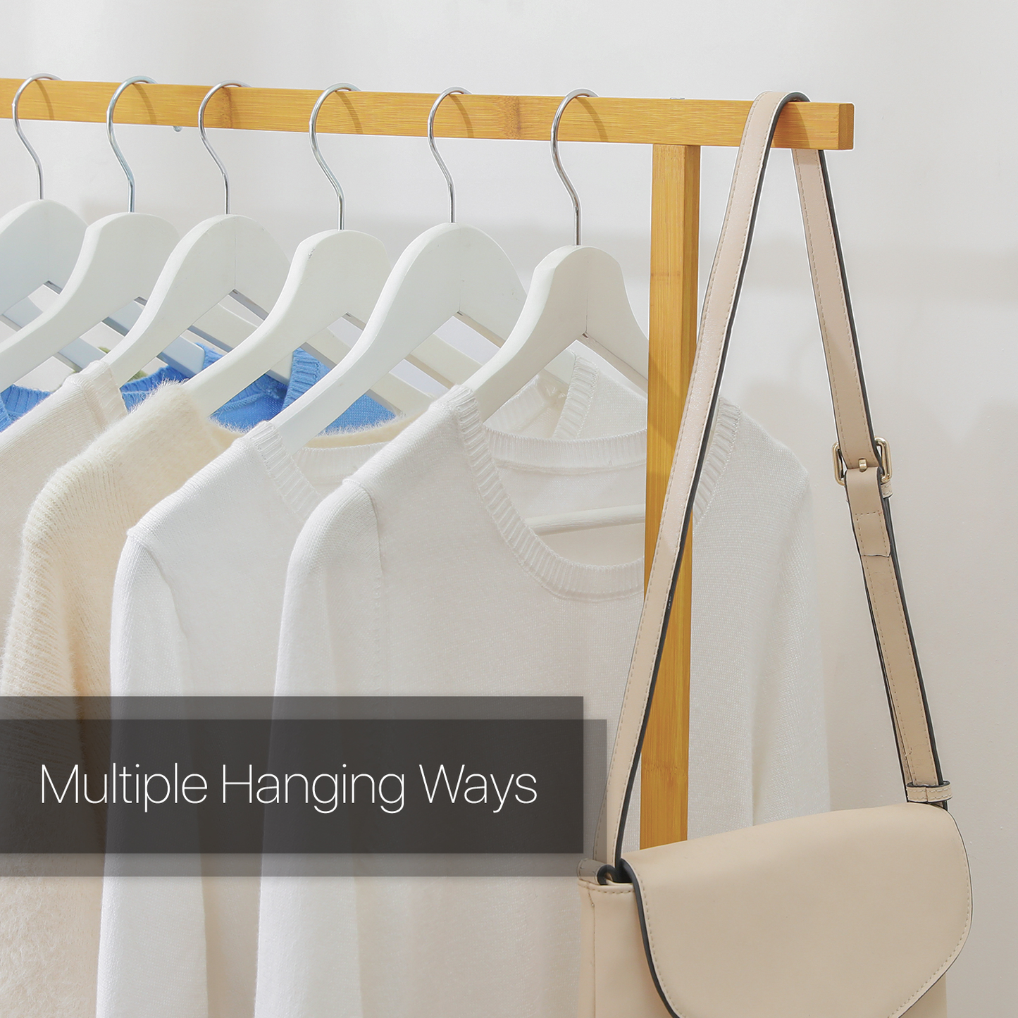 Sliding Garment Double Hanging Clothes Rack - Natural