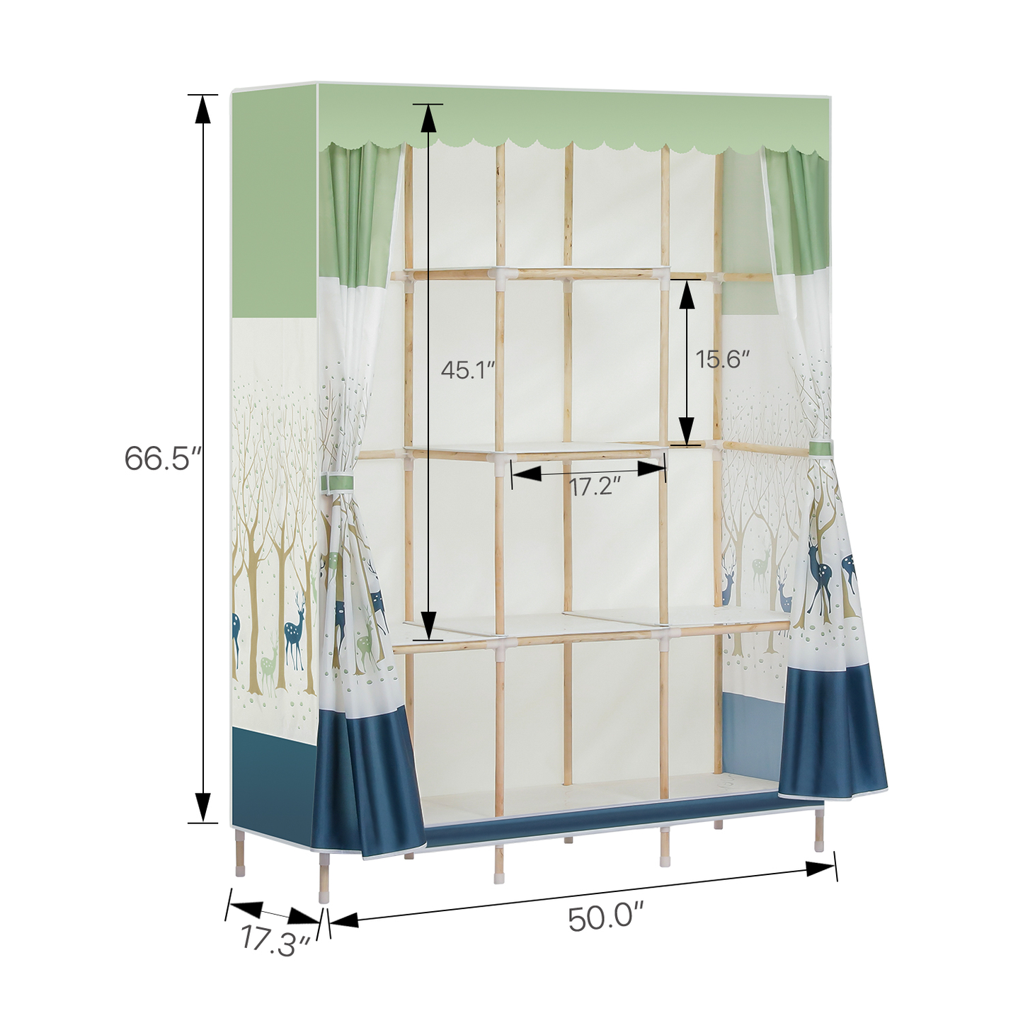 Fabric Portable Wardrobe Closet Organizer - Fawn Pattern