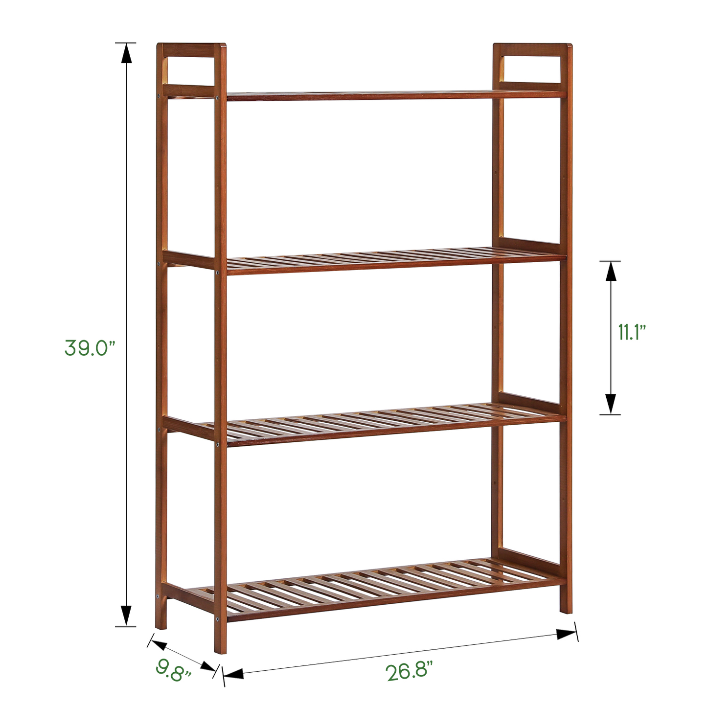 Adjustable Shoe Rack Entryway Shelf Organizer - 4 Tier - Brown