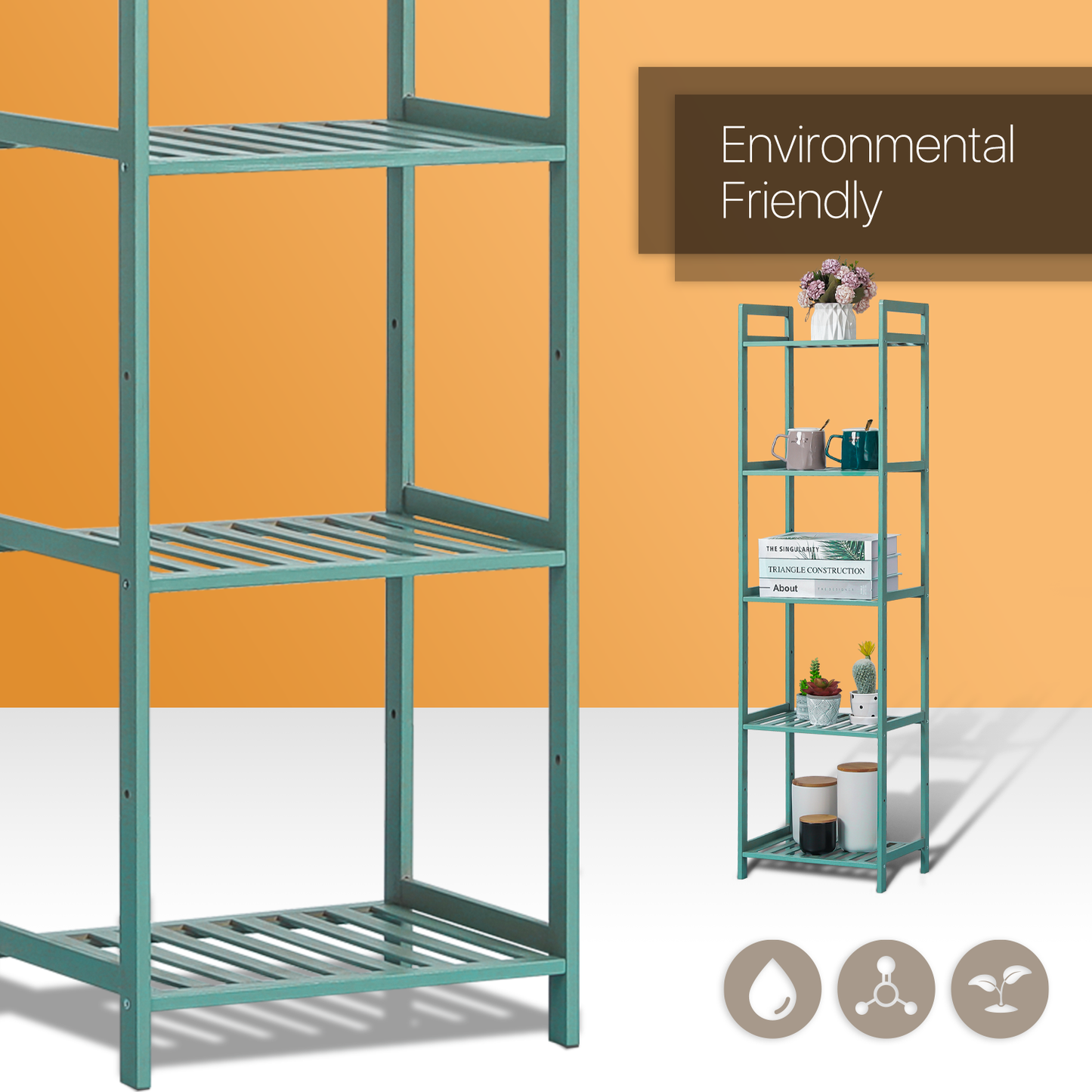 Adjustable Shoe Rack Entryway Shelf Organizer - 5 Tier - Green