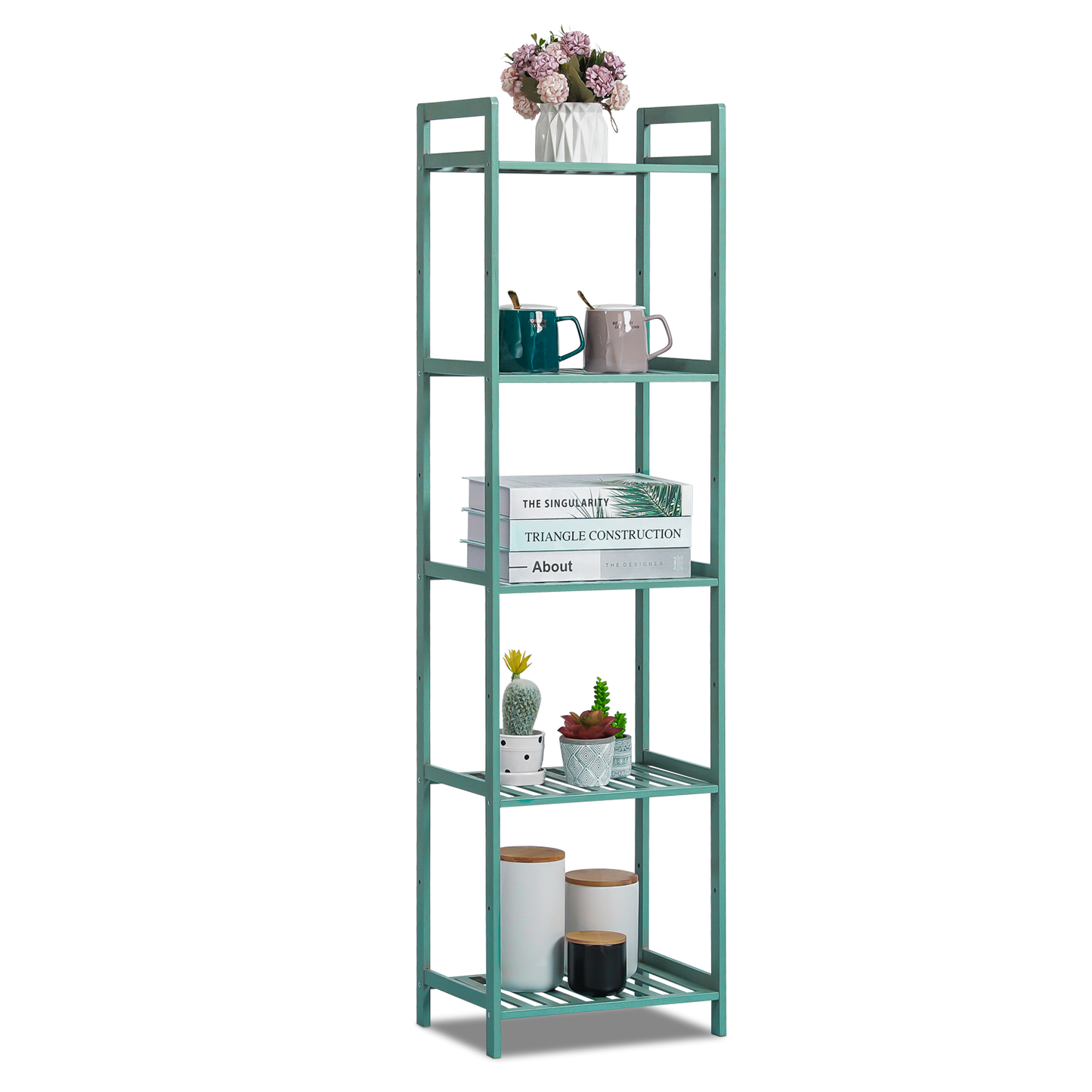 Adjustable Shoe Rack Entryway Shelf Organizer - 5 Tier - Green